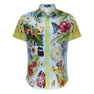 BAROCCO Artistry Attire Multi Short Sleeve Button Up Short Sleeve Shirt Size L